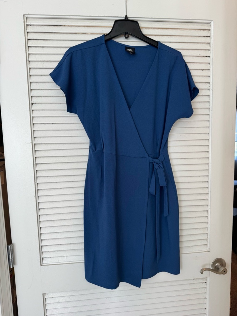 bobeau Blue Wrap Midi Dress with Side Tie